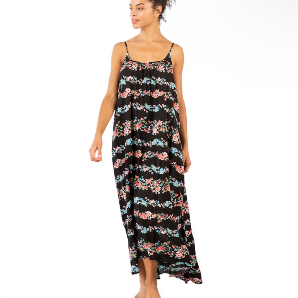 Lovestitch Black Floral High Low Maxi Dress, One Size NWOT